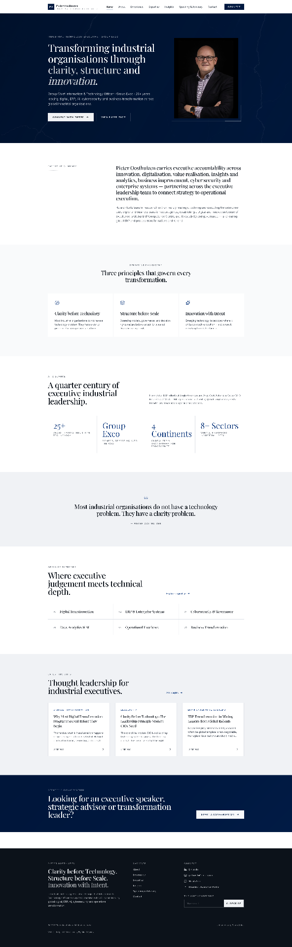 Pieter Oosthuizen homepage — industrial technology and digital transformation executive